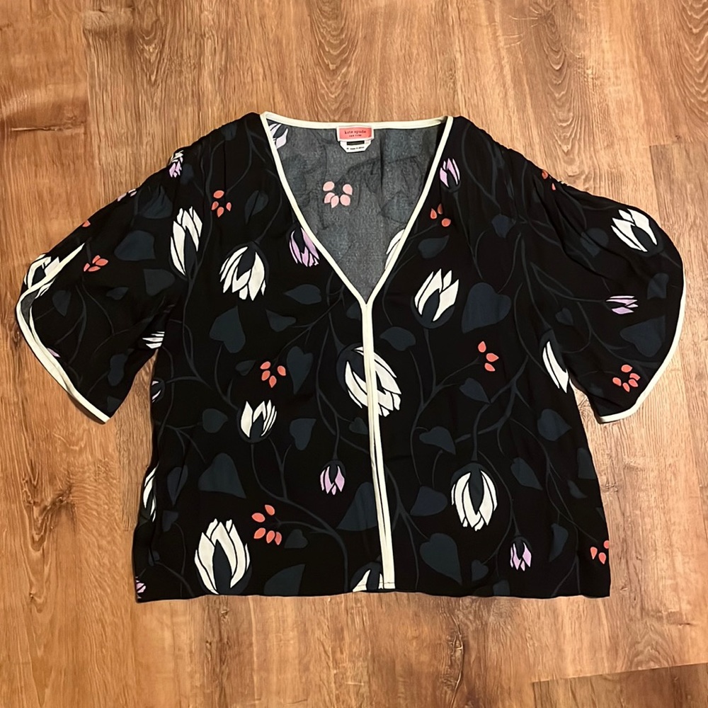 Kate Spade Black Floral Top